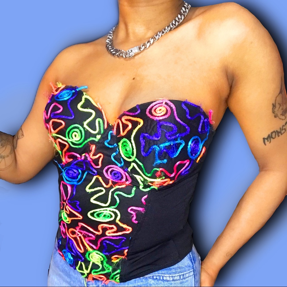 BUSTIER CORSET COLORFUL STRAP/STRAPLESS SEXY TOP